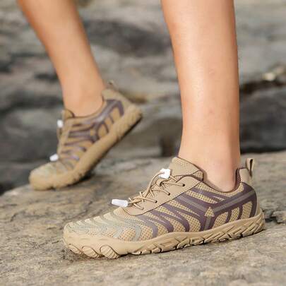 Unisex Outdoor Waterproof Beach Shoes, Lightweight Quick Drying Breathable Aqua Socks For Swimming, Boating, Fishing, Yoga, Solid Color Sports Rubber Mesh Combination, Suitable For All Seasons