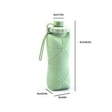 Collapsible Silicone Travel Water Bottle 20oz (600ml), Reuseable Leakproof BPAs Free Foldable Sports Bottle, With Carrying Strap - 綠色 - 查看 2