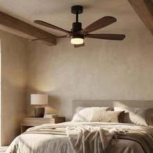 Ventilador de Techo con Luz, Negro 42 Pulgadas, Moderno y Silencioso, Ideal para Sala y Dormitorio - Estrella - Ver 2