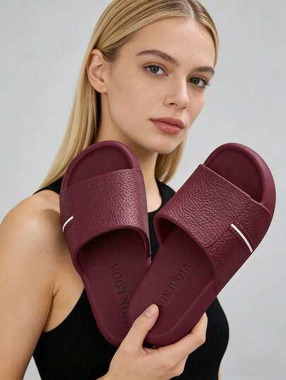 Unisex Lychee Texture Slippers, Minimalist EVA Cloud Soft Comfortable House Shoes, Non-Slip Lightweight Indoor/Outdoor Slides, Breathable Ergonomic Casual Slippers Suitable For Bedroom, Living Room, All Seasons, Multiple Sizes & Colors