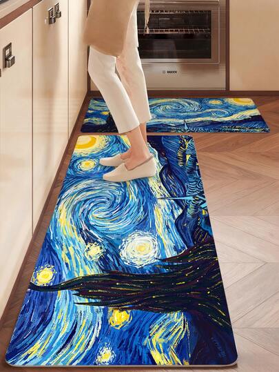 [1/3pcs] 1000gsm Diatomite Bathroom Mat, Non-Slip Absorbent Kitchen Floor Rug, Nordic Style Patterned Bath Mat, Quick Dry Anti-Slip Durable Doormat, Bathroom & Kitchen Carpet, 60x40cm+120x40cm, Natural Diatomite Mat Set, Home Decor, Bathroom Non-Slip Pad