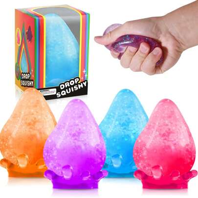 1/2/4pcs Dreamlike Squeeze Toy, With Dreamy Smooth Squeezing Sensation, Soft Pressure Ball With Base, Sensory Toy For Relieving Anxiety And Stress, Suitable For Relaxation And Calming - Ice Cube/Water Drop Shape