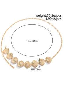 1 chiếc dây đeo eo bằng kim loại 3D hình vỏ sò độc đáo, phong cách cổ điển, thanh lịch, đa năng, phù hợp cho phụ nữ mọi dịp (Hướng vỏ sò ngẫu nhiên) - Vàng - Xem 6