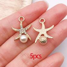 5/30 Peças Sortidas de Encantos de Animais Marinhos de Cristal e Strass, Tartaruga, Concha, Estrela-do-mar, Peixe, Pingentes Pendurados para Pulseiras, Colares, Brincos, Fabricação e Artesanato - Multicolorido - Visão 38