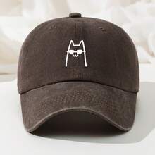 Vintage Washed Baseball Cap With A Cat Print, Adjustable And Perfect For A Casual Hip-Hop Style, Suitable For Fishing And Truck Driving - màu đen - Xem 10
