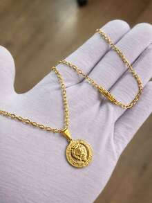 Men's 3mm 70cm Chain With Lion Of Judah Pendant, Premium 18k Gold Plated - 金色 - 查看 3