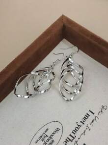 1对时尚个性优雅不对称几何耳环，适合少女日常及节日佩戴 - 幾何不規則 - 查看 4