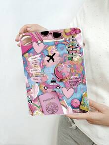 Cute Pink Travel Elements Shockproof Basic Pad Case 1pc Pink Travel Collage City Landmark Passport & Airplane Print Transparent Protective Case Integrating Passport & Globe City Landmark Travel Aesthetic Design Suitable For 10th Gen Suitable For Travelers Cute Style Lovers Birthday Anniversary Spring Gift - Clear - View 30