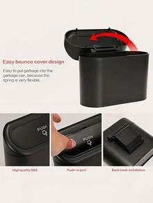 Car Door Hanging Trash Can With Lid, Comes With 1 Roll Of Trash Bags, Universal Leak-Proof Mini Car Trash Can, Can Be Hung On Countertop, Suitable For Car, Kitchen, Bedroom, Bathroom, Office, Dorm And Travel, Multi-Functional Storage Solution For Home And Car, Auto Accessories, Car Trash Can, Home Storage, Home Decor - Multicolor - View 9