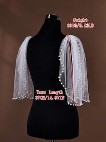 2pcs Sparkling Glitter Faux Pearl Shawl, Suitable For Bride Wedding, Bridal Gown, Party Dress, Short Shoulder Cover, With Detachable Safety Pin - Multicolor - View 9