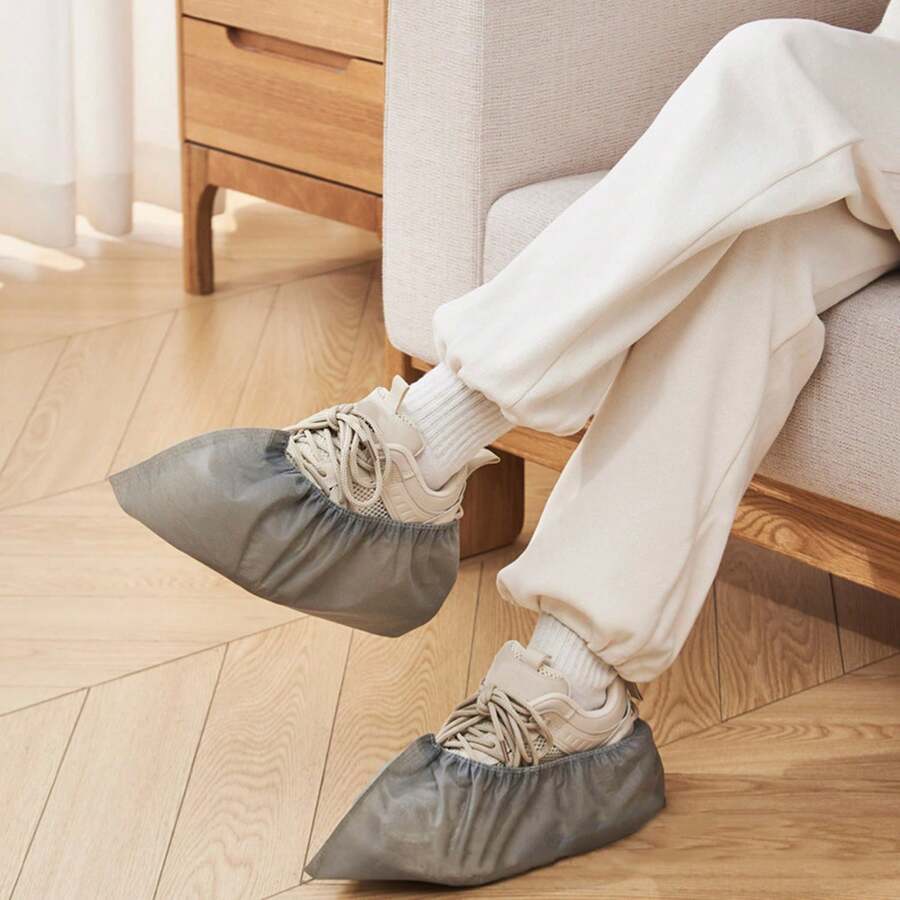 10/50/100pcs Disposable Non-Woven Shoe Covers, Neutral Gray Indoor Home Guest Use, Wear-Resistant, Dustproof, Waterproof Foot Covers