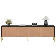 Modern TV-Schrank, TV-Ständer, TV-Paneel, New TV-Ständer. Einzigartiges Im Farbblock-Design, 179 X 35 X 53.5 Cm (L X B X H) - Black,Natural - 查看 5