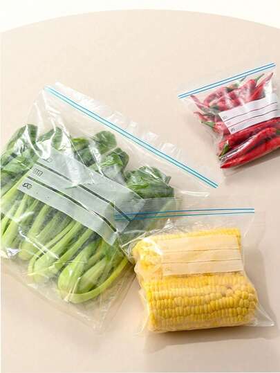 130/65/15 Packaging Bags, Double-Layer Sealed Bags, Transparent Food Packaging Plastic Sealed Bags Suitable For Grains, Meat, Fruits And Vegetables, Double-Rib Bags, Fruit And Vegetable Freezer Bags, Thick Sealed Bags, High-Density Refrigerator Packaging Bags, Detachable Food Bags, Kitchen Supplies, Kitchen Storage, Kitchen Accessories
