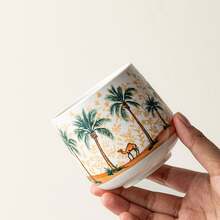 1pc 250ml Coconut Tree Saudi Coffee Cup, Ceramic Mug, Latte Art Cup, Creative Camel Tea Cup, Gift For Family, Friends, Colleagues - Multicolor - View 4