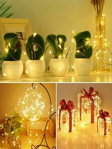 10pcs Adjustable Copper Wire Lights, LED Fairy Lights, Gift Box Decor Atmosphere Lights, DIY For Cake, Bouquet, Bedroom, Dining Table, Yard, Mason Jar Decor, Party, Wedding, Suitable For Valentine's Day, Mother's Day, Father's Day, Back To School, Holiday Gift, Birthday Gift, Housewarming Gift, Wedding Season - Warm Light Copper Wire Light String - View 11