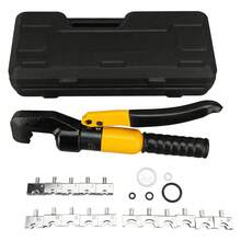 Alicates hidráulicos con 16 troqueles, herramienta de engarzado portátil, engarzadora de alambre Manual para terminal de cobre y aluminio, color amarillo - Negro - Ver 1