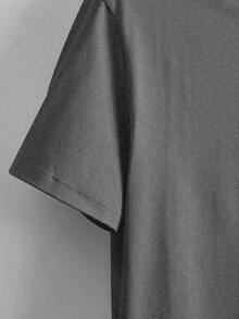 男士极简主义山峰剪影图案圆领短袖T恤，夏季款，浅灰色 - 灰色 - 查看 3