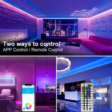 100FT 50FT RGB LED Strip, USB 5V 12LEDs/M, Smart App And 44 Keys Remote, Music Sync LED Lights For Bedroom TV Backlight - 多色光 - 查看 2