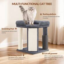 Hzuaneri Cat Tree For Indoor Cats, 48 Cm Cats Tower With Cat Scratching Post, Large Pentagonal Top Platform, One-Piece Scratching Board, Grooming Post - Dark Grey - View 3