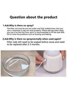 GS45加湿器，新款大容量纳米双雾加湿器，静音家用加湿器，带暖光夜灯，高雾量输出，不沾湿表面，3档雾量可调，数字显示，加水方便，适用于客厅、卧室和书桌，容量850毫升，1200毫安时电池 - Mist - 查看 10