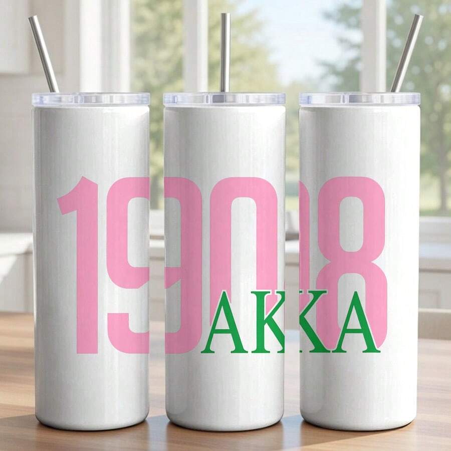 20oz Insulated Water Bottle Pink 1908 AKA Greek Sorority Graphic Design For Sisterhood Anniversary Founders Day And Birthday Gifts For Women And Sisters - 1 cái - Xem 1