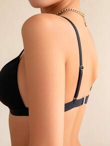 Lilivine 黑色前扣式无钢圈文胸，带固定垫，女士内衣文胸，带可拆卸肩带，可打造百搭造型 - 细肩带文胸、交叉后背文胸和细肩带文胸 - 黑色 - 查看 5