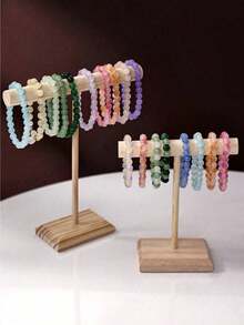 1pc Multi-Functional Wooden Display Stand, Suitable For Jewelry And Accessories, Men/Women Watch Holder, Organizer For Scrunchies, Headbands, And Keychains, Jewelry Rack For Earrings, Scrunchies, Accessories - 彩色 - 查看 10