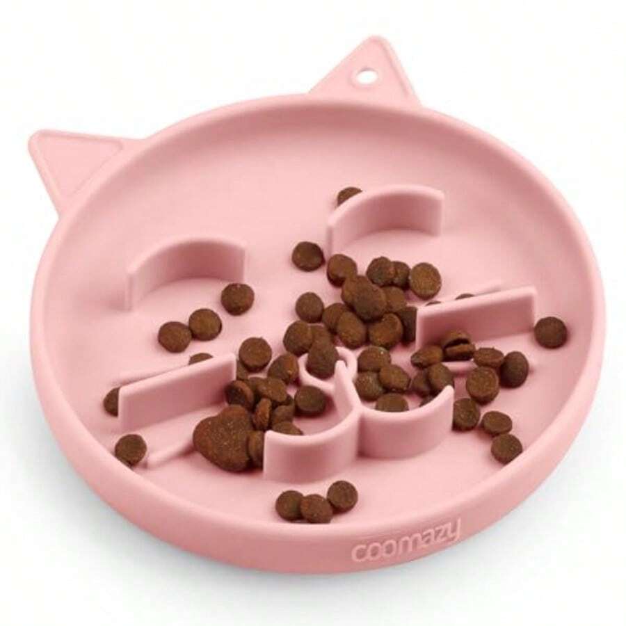 Silicone Slow Feeder Dog Cat Bowls Interactive Puzzle Toy For Pets Dry/Wet Food Training Keeps Dogs Cats Busy Prevents Puppy Kitty Overeating Pink 0.8 Cup - 0.8 杯 - 查看 1