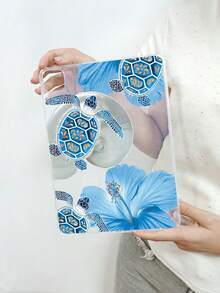 1pc Blue Sea Turtle & Hibiscus Flower Print Protective Case, Transparent TPU Shockproof Protective Cover, Tropical Coastal Aesthetic Design, Compatible With Cases, 11th Generation - Clear - View 25