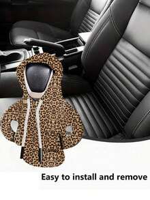 1pc Creative Leopard Print Car Gear Shift Knob Cover, Mini Sweatshirt Gear Shift Protector, Anti-Sweat - A - View 4