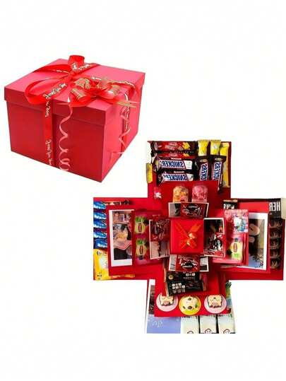 Bộ hộp quà bất ngờ nổ tung 1 chiếc - Đa năng cho Ngày Valentine, sinh nhật, đám cưới, cầu hôn và các dịp đặc biệt khác. Hộp quà bất ngờ tự làm này có nhiều lớp, phụ kiện đa dạng và ruy băng trang trí, lý tưởng để làm bao bì quà tặng trong các bữa tiệc.