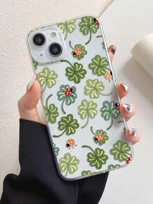 植物图案四叶草瓢虫全包覆式TPU手机壳，适用于 16/16Pro/16Plus/16ProMax、11/11Pro/11ProMax、12/12Pro/12ProMax、13/13Pro/13ProMax、14/14Plus/14Pro/14ProMax、15/15Pro/15Plus/15ProMax - 彩色 - 查看 1