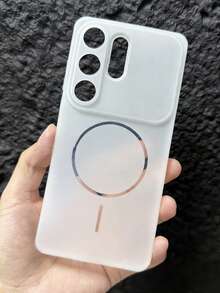 Magnetic New Matte Translucent Thin Large Window Phone Case Compatible With Samsung Galaxy S26 Ultra S25 Ultra S24 Ultra Wireless Charging Soft Cover - White - View 2