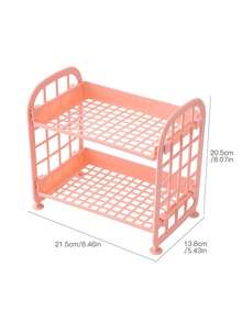 1件装学生宿舍双层折叠置物架桌面浴室收纳架，适用于房间、浴室、房屋、粉色房间、生活旅行用品、礼品袋、送给妈妈、爸爸、男士、朋友、老师的礼物、生日、婚礼、书桌、置物架、配件、礼品盒、趣味礼物、收纳袋、化妆包、储物、化妆品收纳、洗漱包 - 粉色 - 查看 7