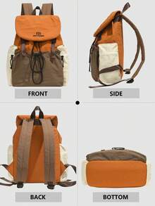 户外可折叠撞色尼龙双肩包，女士适用；多功能工作/日常包；多口袋轻便旅行包；大容量简约书包；便捷徒步包，适合学生、护士、教师、商务人士、旅行、出差、日常通勤、购物、办公、约会、徒步、训练、工作、生日礼物、节日礼物。 - 彩色 - 查看 7