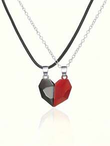 Set de 2 collares con colgante con forma de corazón, regalo para parejas/amigos - Multicolor - Ver 5