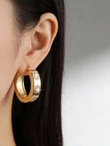 1 Pair Elegant Geometric Round Hoop Earrings, Versatile Gift For Women - Round - View 4