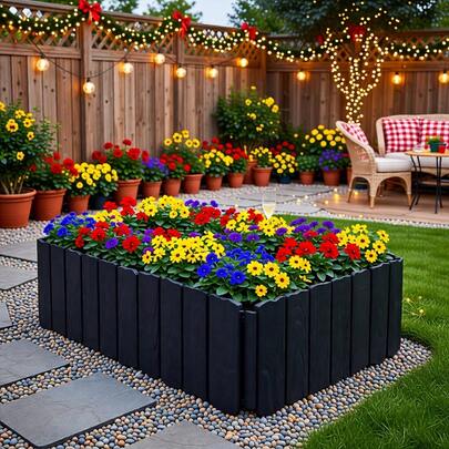 10pcs Faux Stone Texture Garden Fence, Plastic Flower Bed Border Frame, Outdoor Yard Decor Partition, Lawn Greenery Protection Barrier, Easy DIY Installation, Garden Landscape Design Material, Holiday Yard Decoration