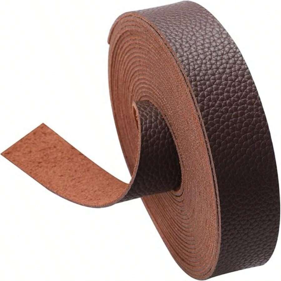 Dây da vân vải bố rộng 2,5cm x dài 180cm x dày 1,6mm, dây da phẳng dùng cho thủ công mỹ nghệ, dải da mềm mại nguyên miếng cho các dự án thủ công, làm dụng cụ, thắt lưng và dụng cụ làm vườn, chất liệu bền, dẻo, bề mặt mịn, lý tưởng cho các dự án DIY làm đồ da và phụ kiện, kết cấu vân vải bố chất lượng cao, mảnh da thủ công đa năng. - Nhiều màu - Xem 1