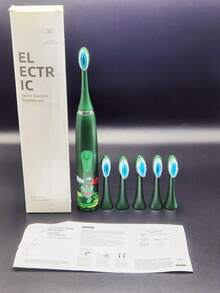 1 Electric Toothbrush With 6 Replacement Brush Heads, A Great Gift For Family - Dark Green - View 7