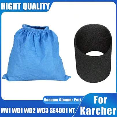 Bolsas de filtro textil y elementos filtrantes adecuados para aspiradoras Karcher de las series MV1, WD1, WD2, WD3, NT, accesorios de bolsas de filtro para aspiradora, filtro de repuesto