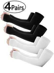 Bộ 4 chiếc/1 cặp ống tay chống nắng thoáng mát Beister, unisex, thích hợp cho hoạt động ngoài trời mùa hè, có lỗ xỏ ngón cái. - Nhiều màu - Xem 9