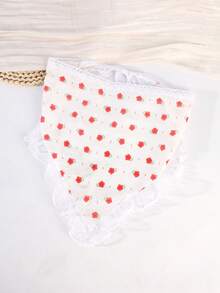 1 pieza Pañuelo de cabeza con estampado de fresa y flores, con encaje, de estilo campestre fresco para mujeres, para primavera/verano, para uso diario/viajes/vacaciones, accesorios para el cabello de mujer, bandanas de verano, diademas de playa - Multicolor - Ver 10