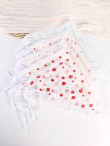1 pieza Pañuelo de cabeza con estampado de fresa y flores, con encaje, de estilo campestre fresco para mujeres, para primavera/verano, para uso diario/viajes/vacaciones, accesorios para el cabello de mujer, bandanas de verano, diademas de playa - Multicolor - Ver 4