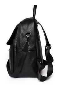 2026 女士休闲双肩包 设计师款高品质真皮女士单肩包 奢华书包 大容量背包 日常使用 - 黑色 - 查看 7