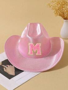 Mũ cao bồi lấp lánh chữ cái A-Z tùy chỉnh dành cho người lớn, bền chắc, chống nắng, thích hợp cho các bữa tiệc, lễ hội âm nhạc và thời trang hàng ngày. - Hồng - Xem 23
