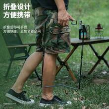 Outdoor Camping Trash Rack, Iron Frame, Multifunctional Foldable Kitchen Metal Trash Can - Silver - View 3