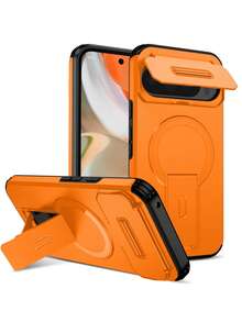 Armor Flip Up Camera Open The Window Folde Bracket Magnetic Wireless Charging Splice 2in1 TPU Phone Case Compatible With 9 Pro XL 10 9 Pro 9A 5G Cool Fashion Shockproof Stand Back Cover - Orange - View 2