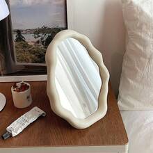 Wavy Tabletop Mirror | Elegant Minimalist Design For Dressing Table, Makeup, And Bedroom - Beis - Ver 3