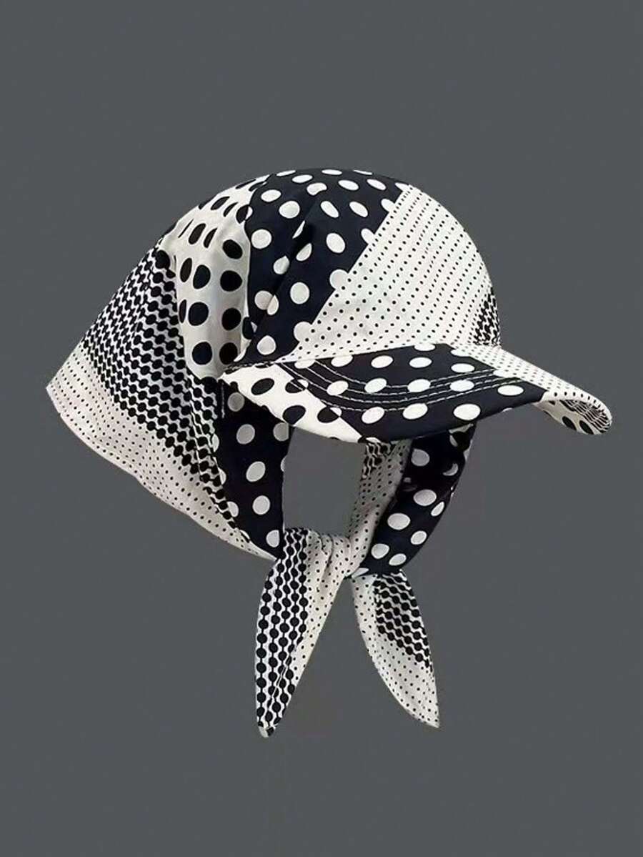 Casual Vacation Polka Dot Sun Protection Headscarf - A - View 1